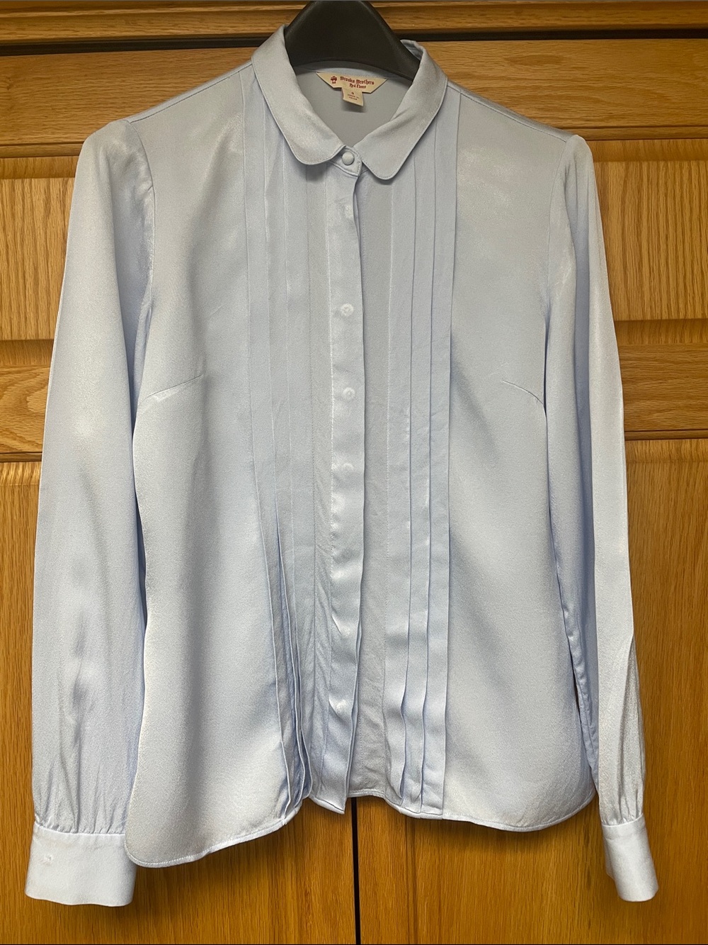 Brooks Brothers Light Blue Pleated Button-Front Blouse - Size 8